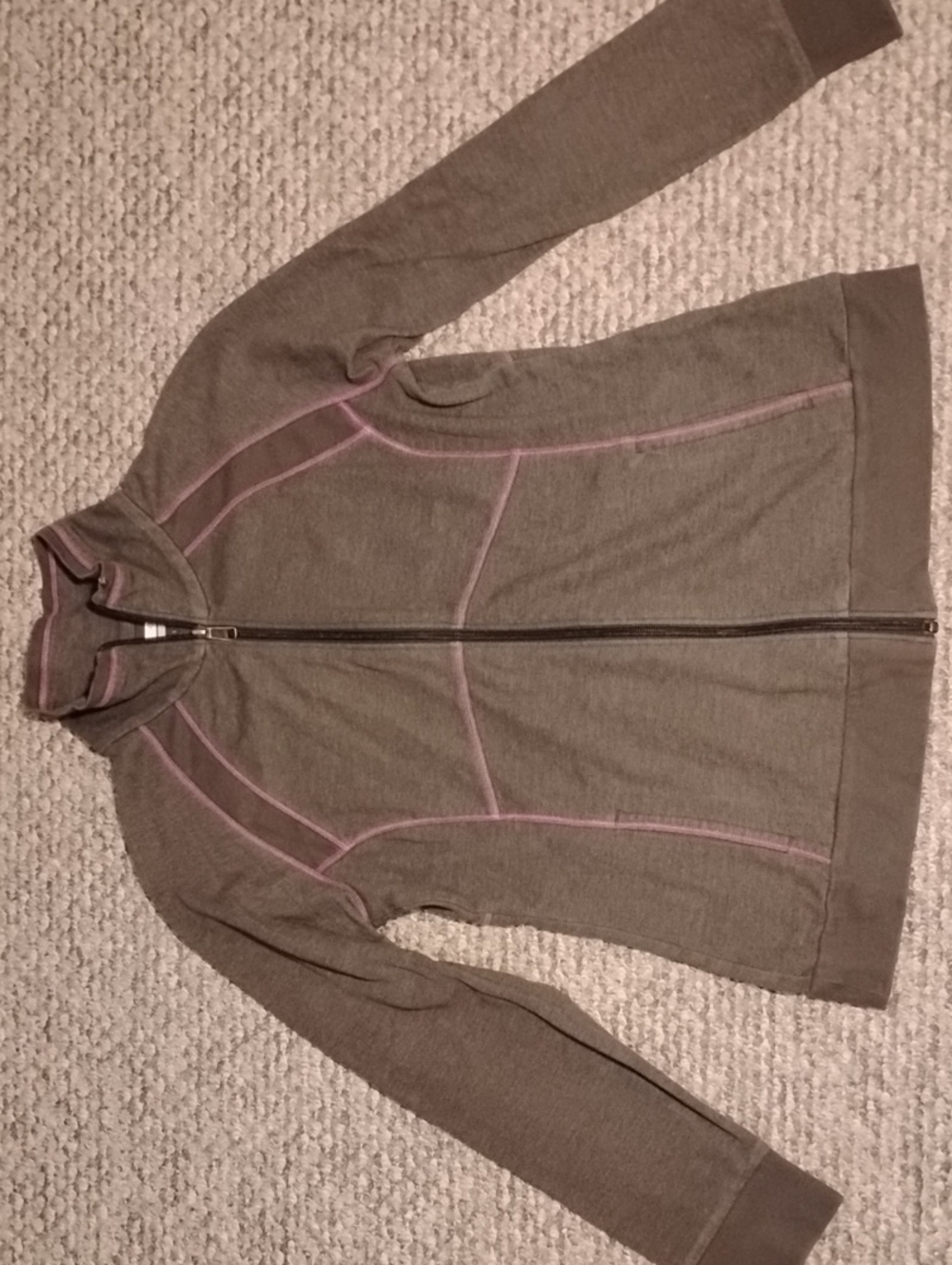 Columbia Women’s Grey Zip-Up Jacket with Pink Piping (Size L)